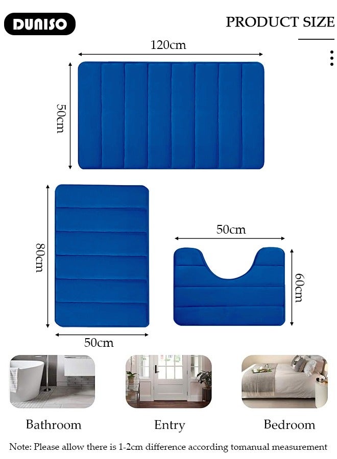 DUNISO 3 Piece Bathroom Rug Set Includes Bath Rug, Contour Mat, Super Soft Water Absorbent & Non-Slip Bath Mats for Bathroom Floor, Tub and Shower Room, Machine Washable  - Image 4