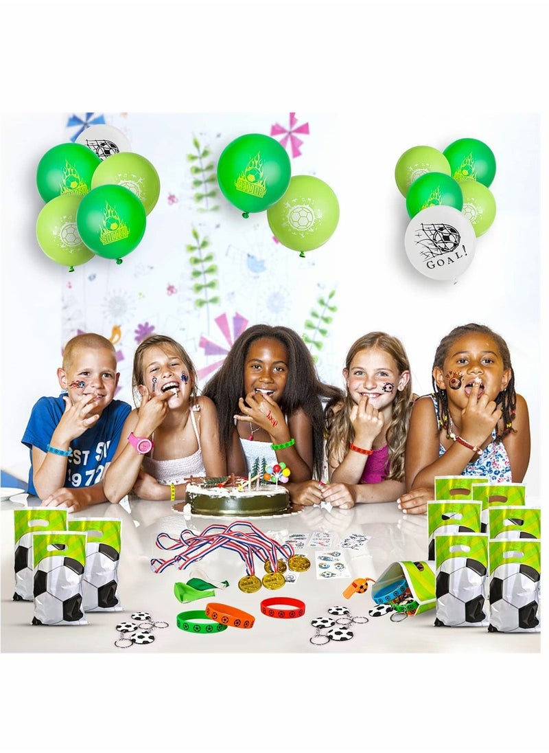 حقائب حفلات كرة القدم، ملحقات الحفلات، حلقات مفاتيح كرة القدم، أساور، وشم، صافرات، بالونات، حقائب هدايا، ميداليات الفائز، هدايا حفلات كرة القدم للأطفال الأولاد والبنات، هدية عيد الميلاد، 87 قطعة - Image 5