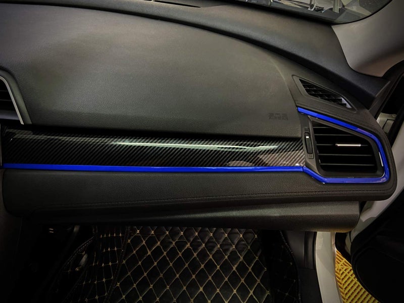 GZXinWei GZXinWei 6Pcs Carbon Fiber Grain Console Center Dashboard Cover Trim Decorative Sticker for Honda 10th Gen Civic 2016 2017 2018 2019 2020  - Image 2