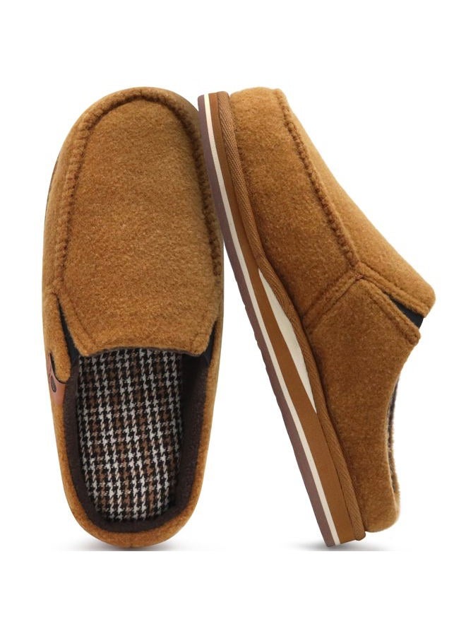 ONCAI Mens Slippers with Orthotic Arch Support,Cotton-Blend High-Density Memory Foam Plantar Fasciitis House Slippers Warm Clogs Slip-on Indoor Outdoor Rubber Sole Felt Khaki Size 9 - Image 1