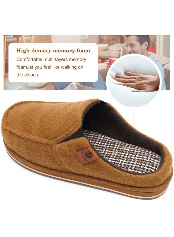 ONCAI Mens Slippers with Orthotic Arch Support,Cotton-Blend High-Density Memory Foam Plantar Fasciitis House Slippers Warm Clogs Slip-on Indoor Outdoor Rubber Sole Felt Khaki Size 9 - Image 4