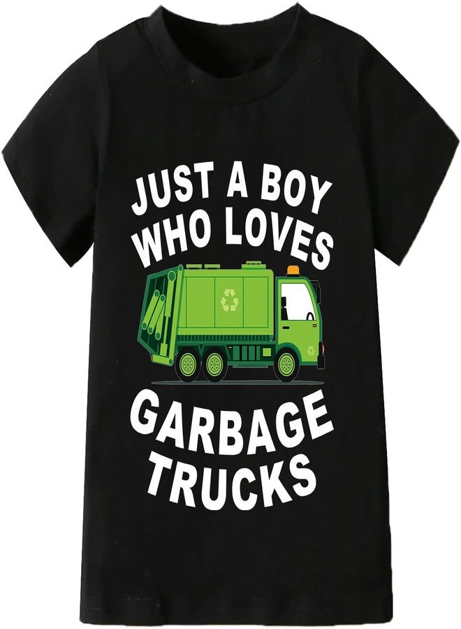 Tkria Just A Boy Who Loves Garbage Truck T-Shirt Toddler Excavator Shirt Baby Construction Costume Kid Tee Top Clothes 6T - Image 1