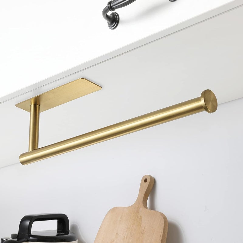theaoo 2 Packs Paper Towel Holder - Under Cabinet Paper Towel Holder for Kitchen, Adhesive Paper Towel Roll Rack for Bathroom Towel, Wall Mounted Matte Black Paper Towel Rack, SUS304 Stainless Steel - Image 3