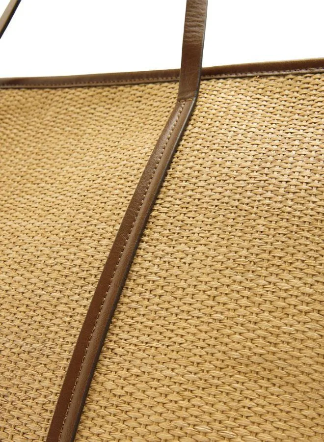 PARFOIS Shopper Bag With Straw Effect With Pendant