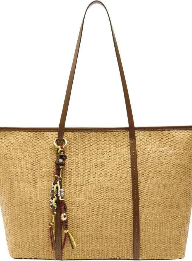 PARFOIS Shopper Bag With Straw Effect With Pendant