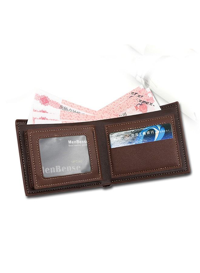 MenBense Men's Wallet Short Wallet 7 Card Position Holder ID Bag 11.5*9.5*1.5 cm - Image 3