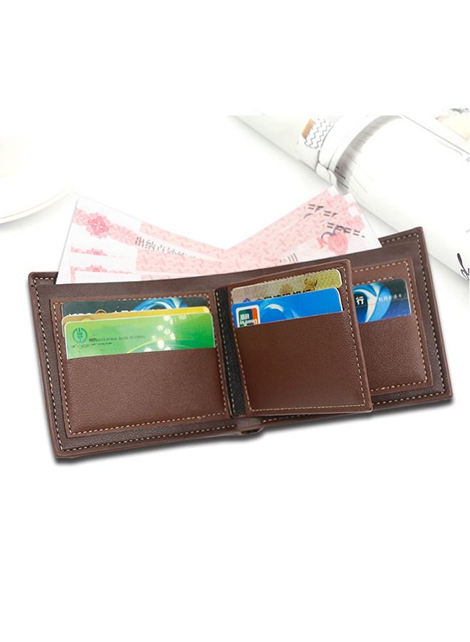 MenBense Men's Wallet Short Wallet 7 Card Position Holder ID Bag 11.5*9.5*1.5 cm - Image 2