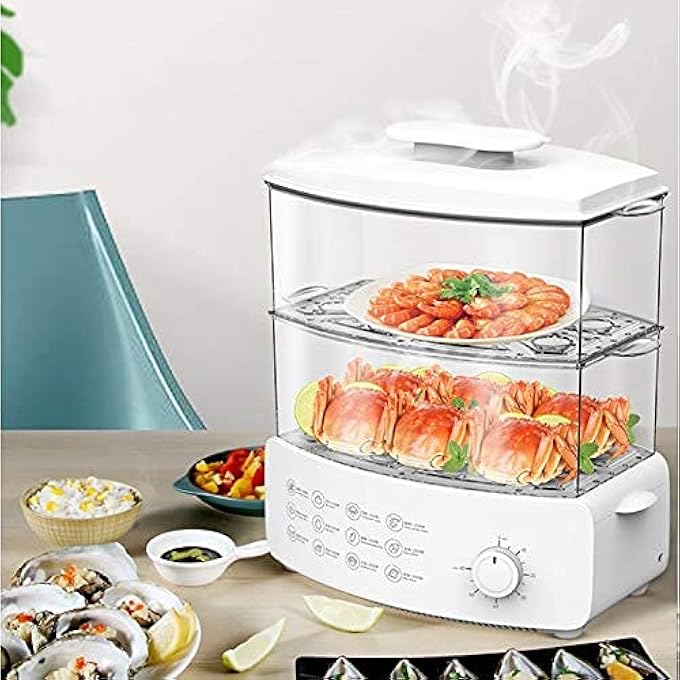 Household Electric Steamer MultiFunctional DoubleLayer steam Boiler Breakfast Large Capacity Electric Steamer Home (Size : Small) - Image 4