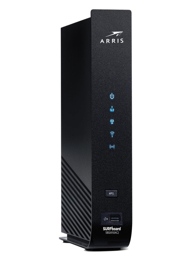 أريس مودم كابل ARRIS Surfboard SBG6950AC2 بتقنية DOCSIS 3.0 وجهاز توجيه واي فاي AC1900، معتمد من قبل Comcast Xfinity وCox وCharter Spectrum وغيرها، أربعة منافذ بسرعة 1 جيجابت في الثانية، سرعات إنترنت قصوى تصل إلى 400 ميجابت في الثانية. - Image 1