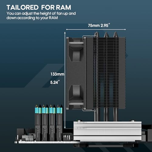 Vetroo V3 CPU Air Cooler w/ARGB Lighting and PWM Smart Control - Compact Design with Height of 133mm & 92mm Fan, Direct Heat Pipes, Aluminium Fins, for AMD AM4/AM5 & Intel LGA1851/1700/1200/115X - Image 2