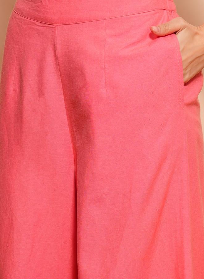 globus One Shoulder Pleated Crop Top and Flared Palazzo Co-Ords - Image 5