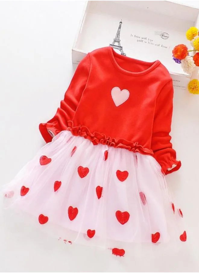 YUNIQEE Red Fit & Flare Crew Neck Printed Dress