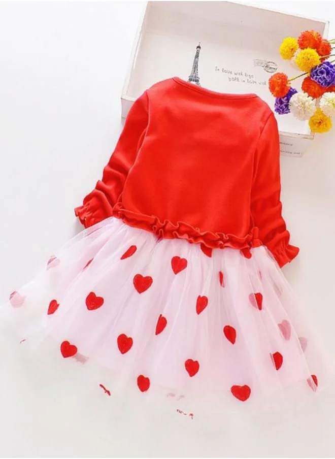 YUNIQEE Red Fit & Flare Crew Neck Printed Dress
