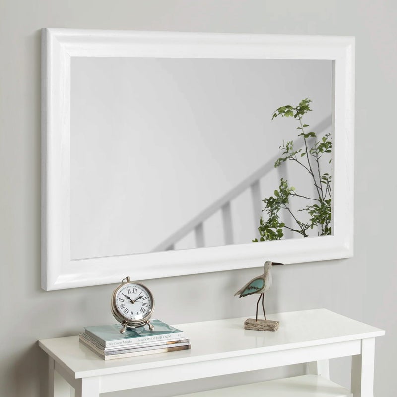 CULER White Wood Wall Mirror for Bathroom,Rectangle Rustic Large 30 x 40 inch Hanging Vanity Mirrors with Wooden Frame for Living Room,Bedroom,Entryway (30x40 inch, White) - Image 1