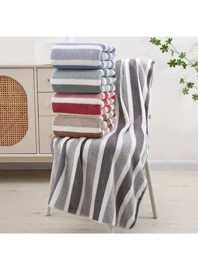 Green Striped Bath Towel For Women Absorbent Quick Dry Lightweight Travel Wrap - Image 5