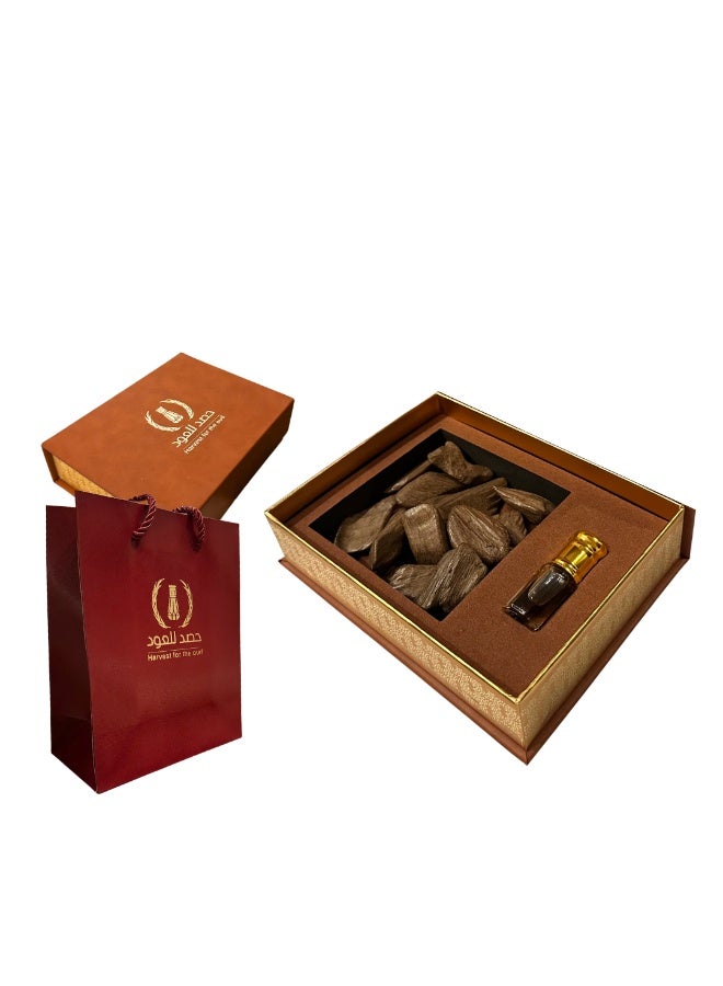 HASD-OUD Al-Tamayuz Gifting Box | Luxury Brown Leather Gift Box | Oud Maroki Ounce | Quarter Tola Oud Oil Blend - Image 4