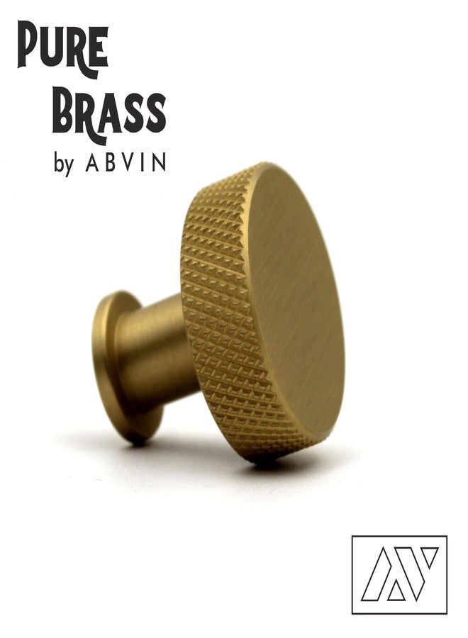 ABVIN Premium Solid Brass Knurled Cabinet Bar Pull Handles Matt Gold Furniture Hardware Drawers Kitchens Cupboard Door (Round Knob) - Image 2