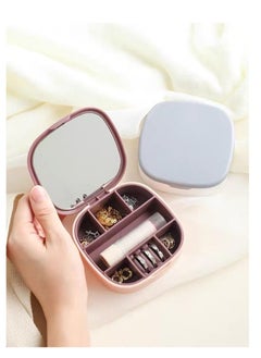 Generic Portable Jewelry Box,Handmade Jewelry, Lipstick, Ring Storage Box, Earrings, Necklaces, Small Dustproof Box with Mirror  - Image 2