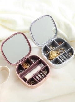 Generic Portable Jewelry Box,Handmade Jewelry, Lipstick, Ring Storage Box, Earrings, Necklaces, Small Dustproof Box with Mirror  - Image 1