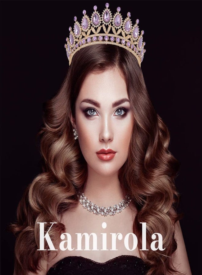Kamirola Royal Queen Crown and Tiaras Princess Crown for Women Crystal Headbands for Bridal, Princess for Wedding and Party (Purple) - Image 5