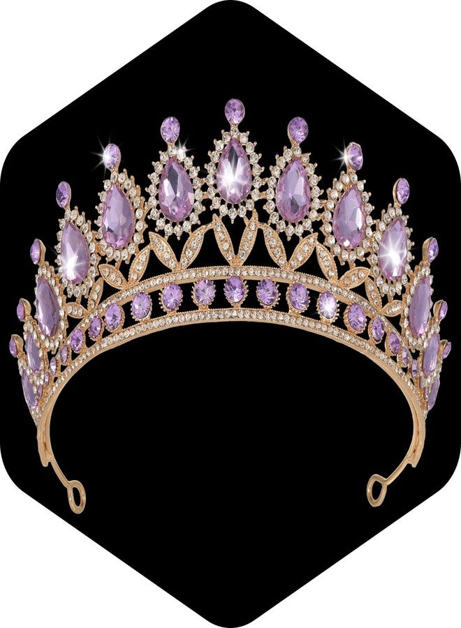 Kamirola Royal Queen Crown and Tiaras Princess Crown for Women Crystal Headbands for Bridal, Princess for Wedding and Party (Purple) - Image 1