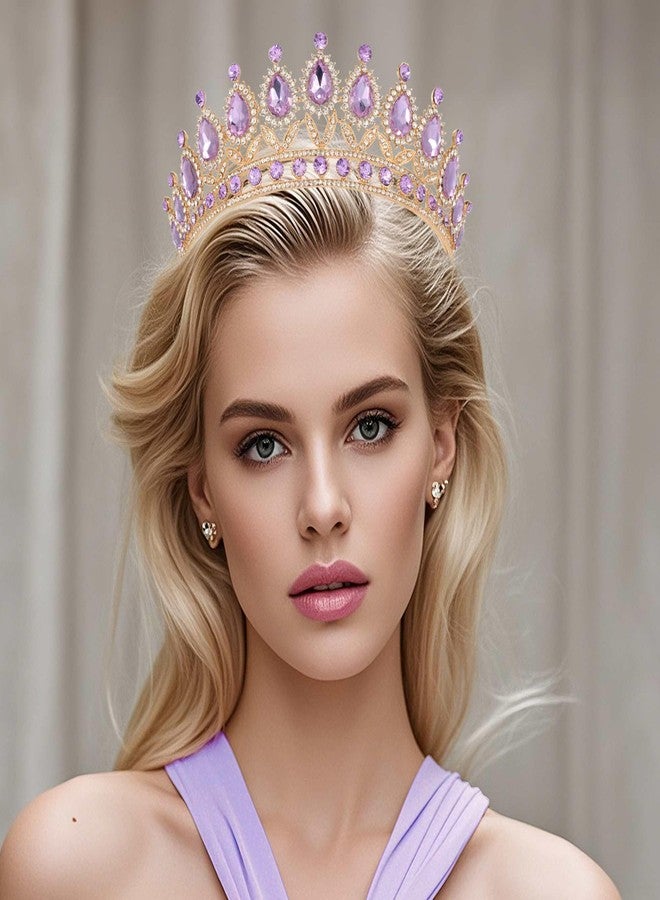 Kamirola Royal Queen Crown and Tiaras Princess Crown for Women Crystal Headbands for Bridal, Princess for Wedding and Party (Purple) - Image 3