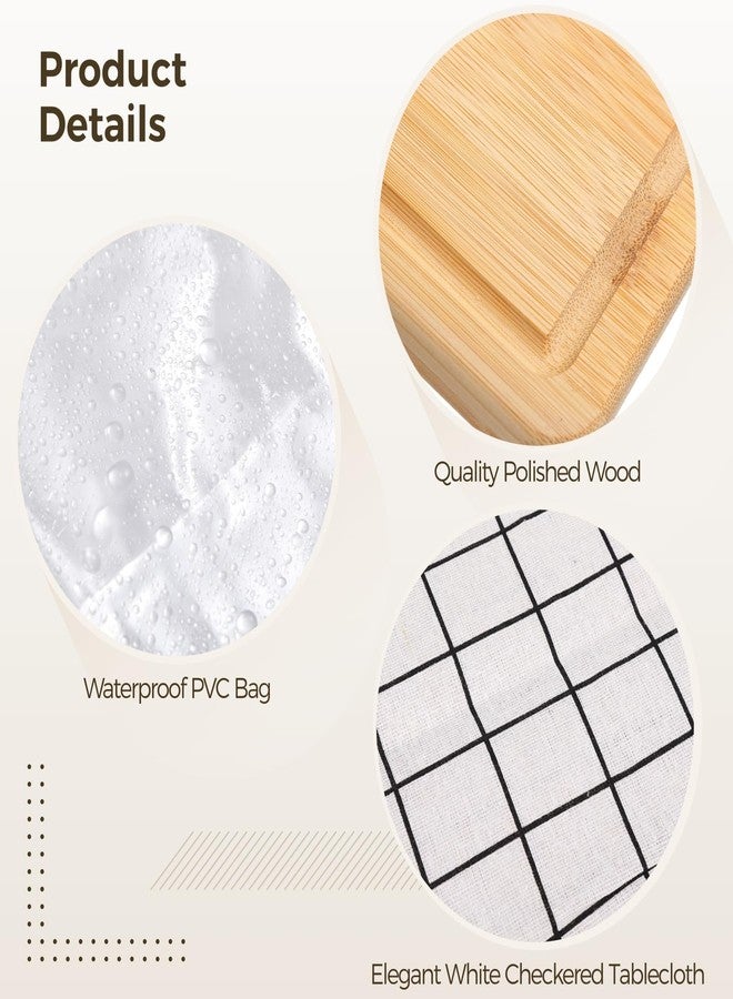 Anjetan 6 Sets Shower Prizes, Bridal Shower Winner Presents, Includes Tote Bags, Cheese Boards, Spoons, White Checkered Tablecloths, Artificial Eucalyptus Stems, Party Favors for Guests - Image 3