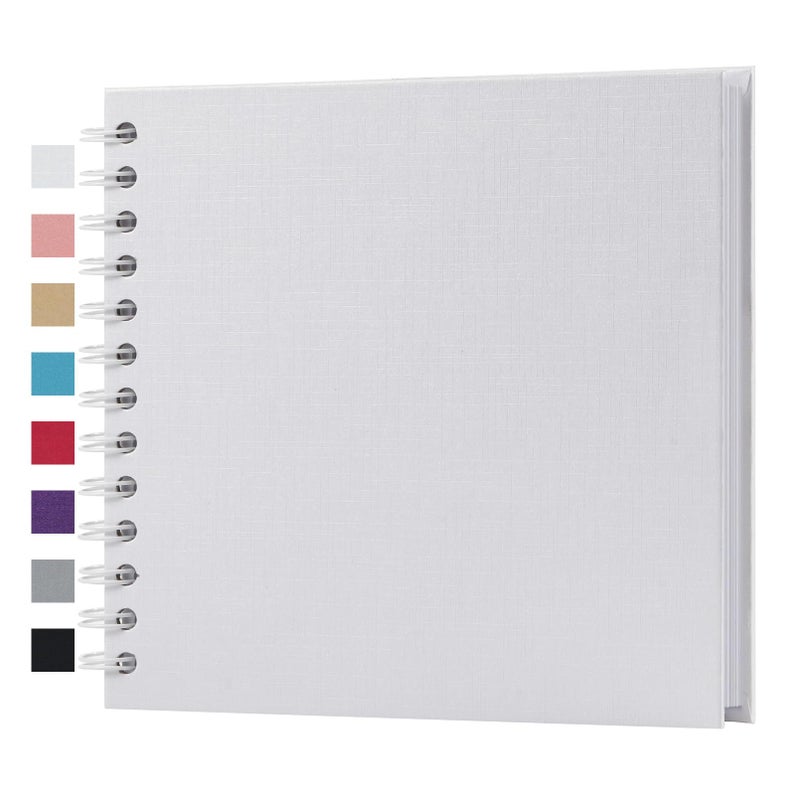 potricher 7 x 7 Inch DIY Scrapbook Album 40 Pages Hardcover Kraft Paper Scrap Book Photo Albums Memory Book for Wedding and Anniversary Family White 7 Inch