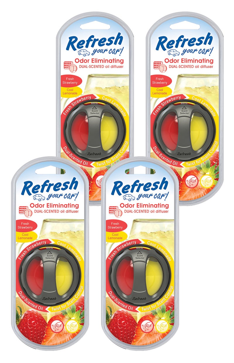RefreshYourCar Refresh Your Car! 84022 Fresh Strawberry/Cool Lemonade Scented Oil Diffuser, 4 Pack - Image 4
