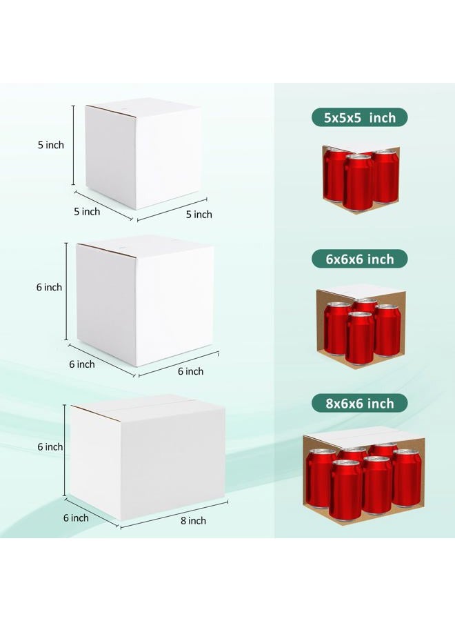 Eupako 30 Pack Small Shipping Boxes Assorted Sizes, White Corrugated Box Mailers, Cardboard Boxes for Packaging Small Business, Mailing, 5x5x5 & 6x6x6 & 8x6x6 10 PCS Each Small Boxes - Image 2