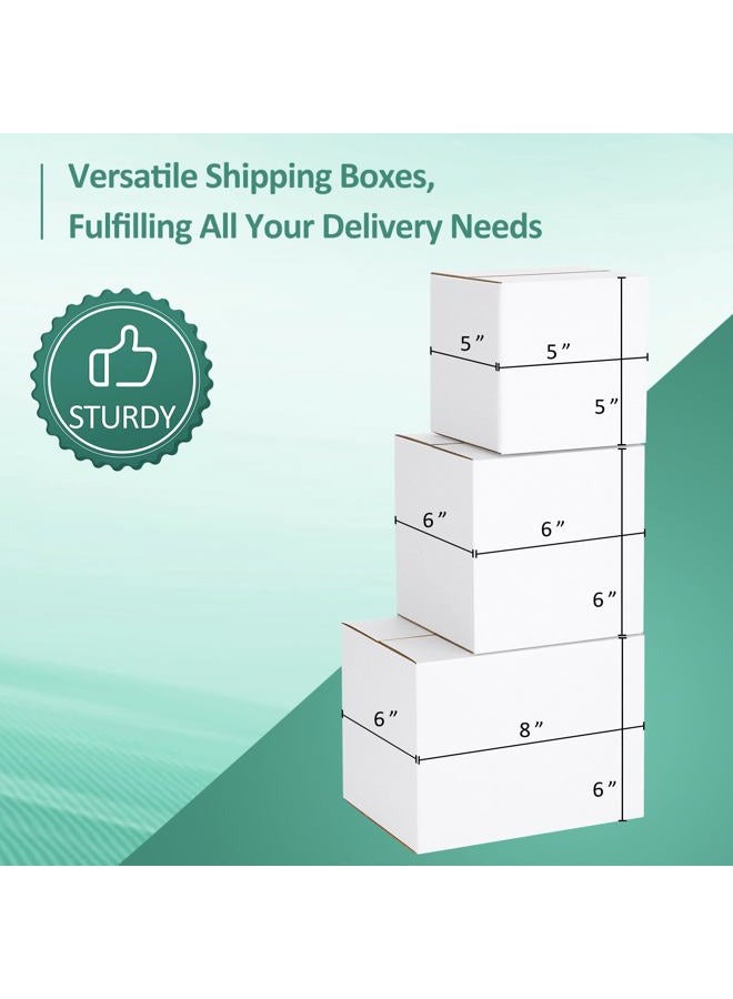 Eupako 30 Pack Small Shipping Boxes Assorted Sizes, White Corrugated Box Mailers, Cardboard Boxes for Packaging Small Business, Mailing, 5x5x5 & 6x6x6 & 8x6x6 10 PCS Each Small Boxes - Image 4