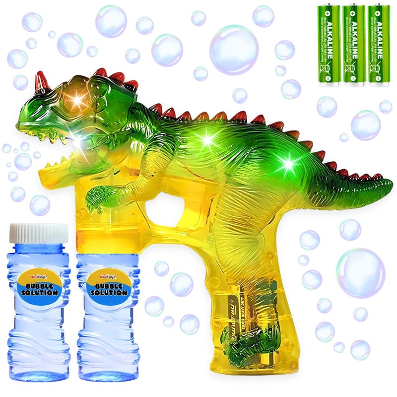 Haktoys Upgraded Dinosaur Bubble Gun â€“ Leak-Free Automatic Bubble Blower & Maker for Toddlers & Kids | Battery-Powered Bubble Shooter for Boys & Girls | Ready to Play â€“ Includes Batteries & Bubble Solution - Image 1