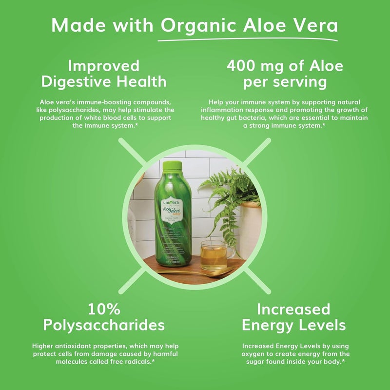 Univera Aloe Vera Juice Preminum Organic Aloe Vera Digestive Enzymes for Gut Health Immune Support Prebiotic Supplement Reduces Inflammation Mango Flavor 30 Day Supply 33 fl oz - Image 3