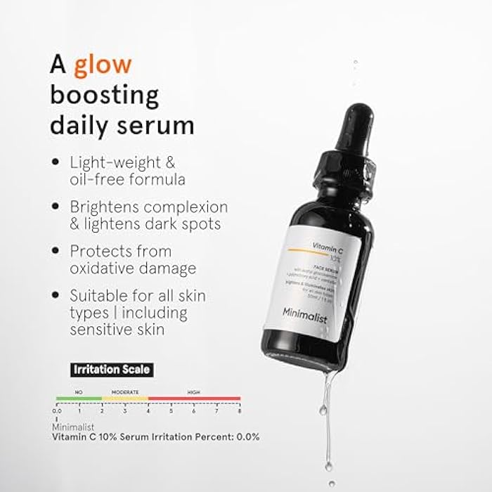 Minimalist 10% Vitamin C Serum for Brightening | Improves Hydration | For All Skin Types | For Women & Men | 1 Fl Oz / 30 ml - Image 2