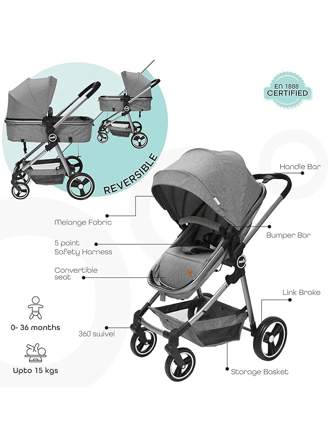 erorex Pro 2 In 1 Stroller Dark Grey - Image 2