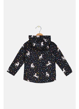 Body Glove Toddlers Girl All Over Print Hooded Jackets, Black Combo  - Image 2