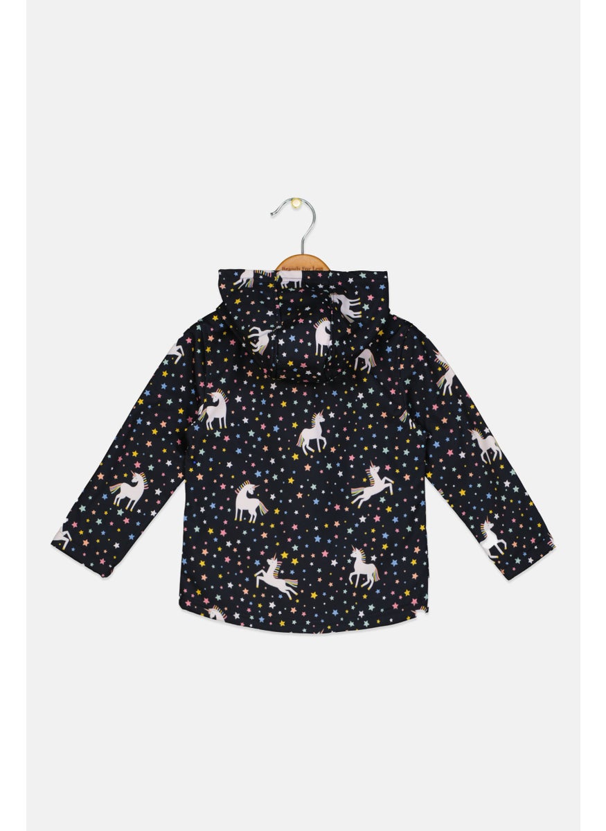 Body Glove - Toddlers Girl All Over Print Hooded Jackets, Black Combo - Image 1