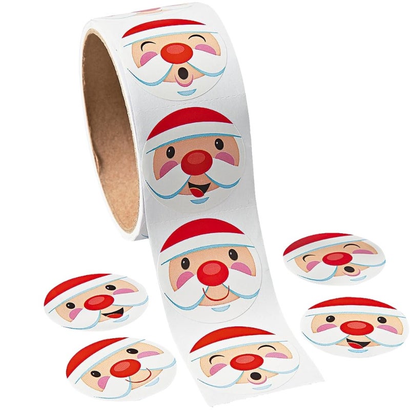 Fun Express Santa Face Stickers for Christmas Stationery Roll 100 Pieces - Image 2