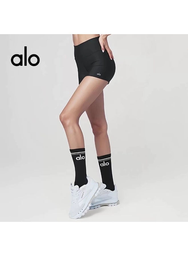 alo 2 pairs - men's and women's cotton deodorant sports socks, four seasons, sweat-absorbent and breathable fitness yoga socks, running basketball socks, long socks  - Image 3