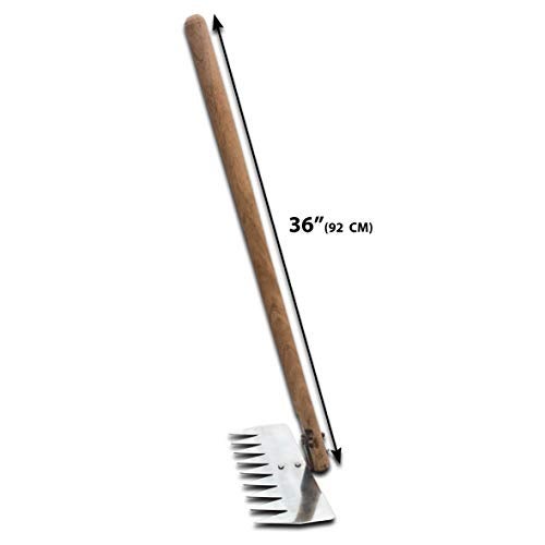 TAD SOLID Stainless Steel Agriculture Gardening Cultivator - 14 Inch Wide Tool with Rake, Spade, Tiller, and Spade - 9 Teeth SS Blade for Efficient Soil Preparation and Maintenance - Image 4