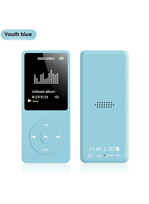 Screen Mp3 Player Memory Mp4 Pluggable Memory Card Hot 1.8 Screen English Listening Mp3 Can Be Put Outside-Body Color:Light Blue [Band Out]]-Memory Capacity:Single Card [without Memory] + Full Set Of Accessories
