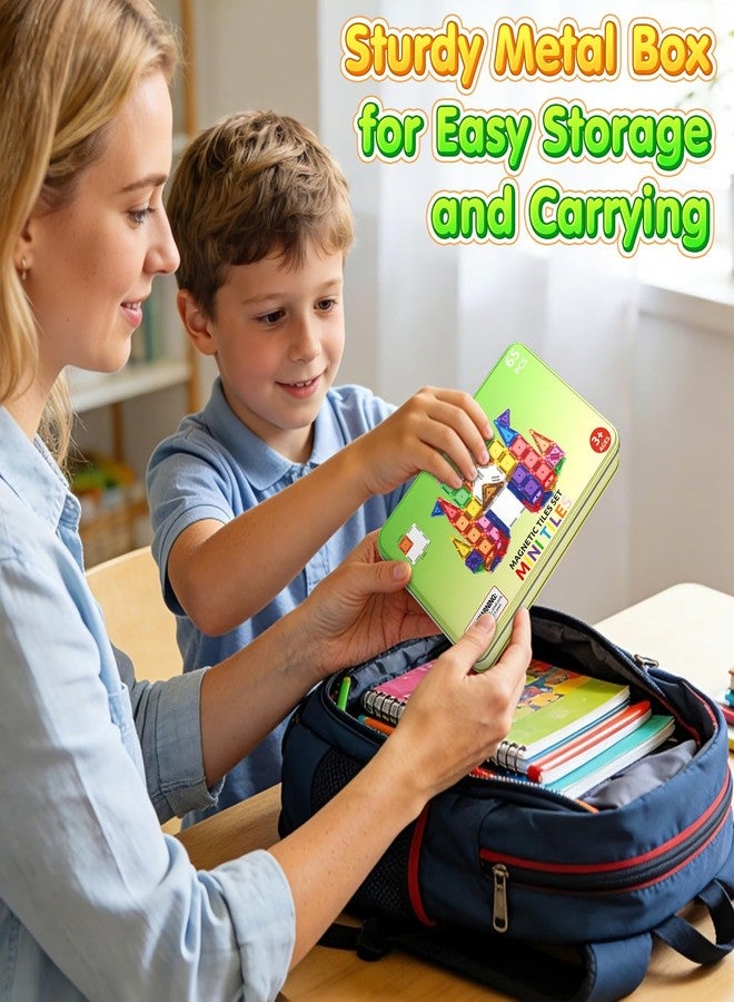 Minecftoy 65PCS Mini Travel Magnetic Tiles with Case Set Toddler Essentials Toys, Magnetic Building Blocks Kids Games Sensory Montessori Education Learning Toys for 3+ Year Old Boys Girls Birthday Gifts - Image 4
