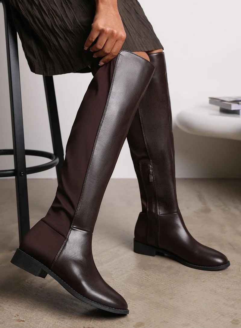 Where's That From 'Diem' Over Тhe Knee Pull On Boots with Low Heel