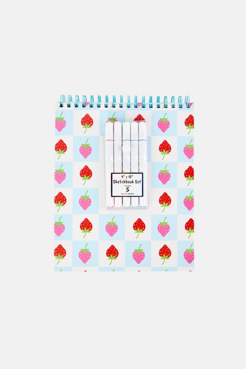 Paperbuzz Sketchbook with Perforated Pages And 5 Dual Tip Markers, Multicolor - Image 1