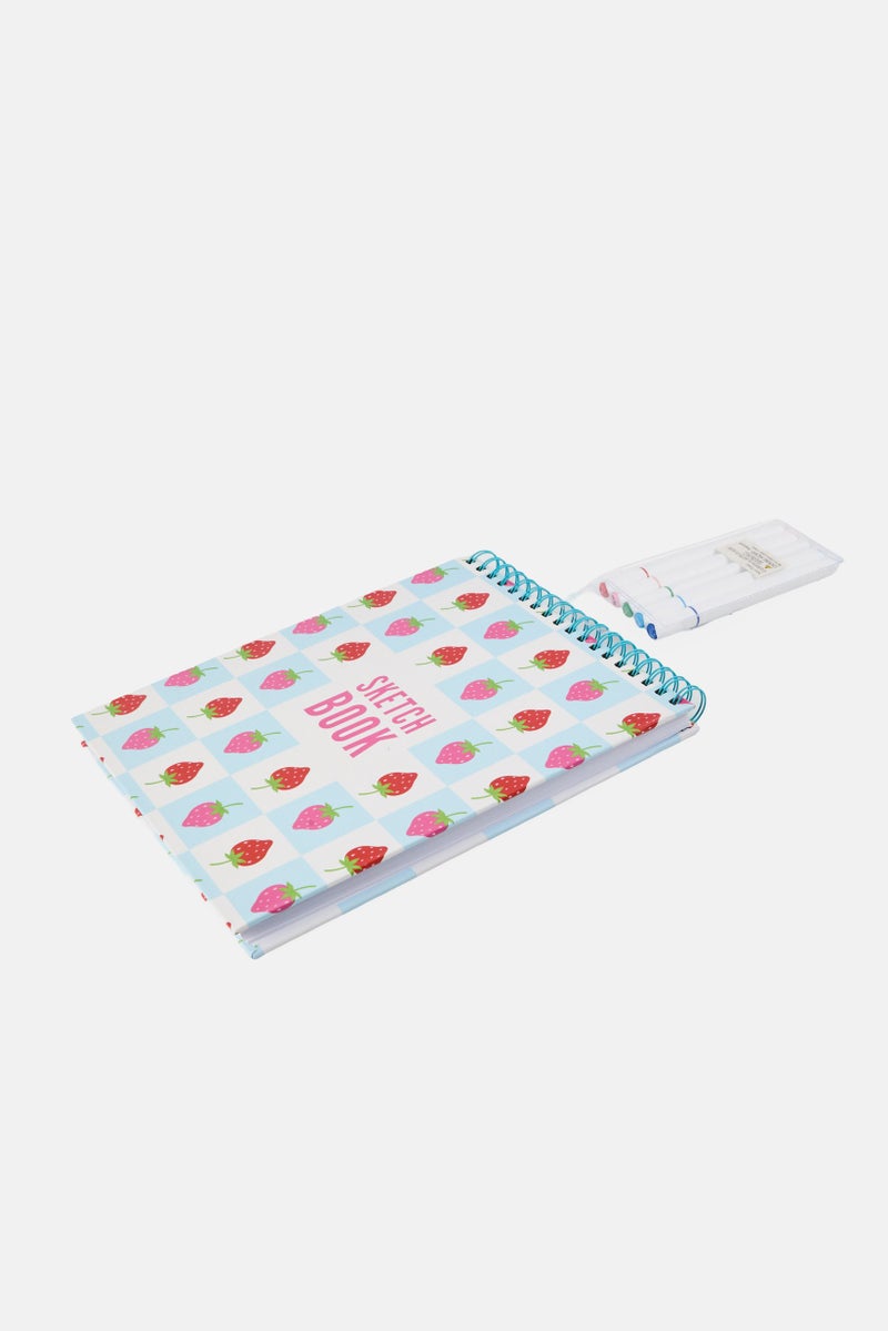 Paperbuzz Sketchbook with Perforated Pages And 5 Dual Tip Markers, Multicolor - Image 2