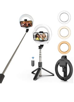 L07 Wireless Bluetooth Selfie Stick Foldable Handheld Remote Shutter Tripod with 5 inch LED Ring Light for Live Stream