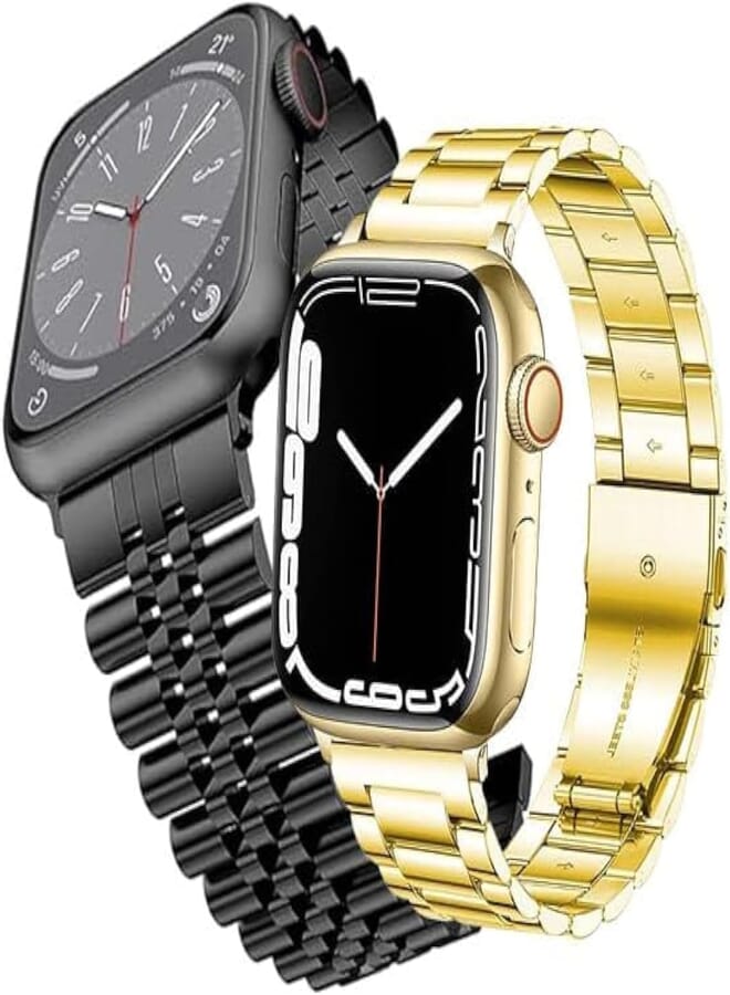 Next Store 2 Pack Stainless Steel Metal Watch Band for iWatch Bands for Men Women, Stainless Steel Metal Watch Band for iWatch Series 1/2/3/4/5/6/7/8/9/Ultra/Ultra2 42mm/44mm/45mm/49mm (5)