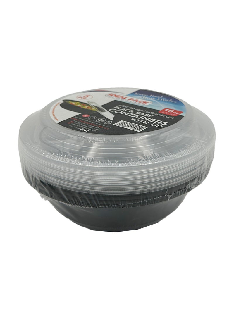 IDEAL PACK Black Base Round Food Containers with Lids – 16 oz | 5 PCS | BPA-Free, Microwave & Freezer Safe - Image 4