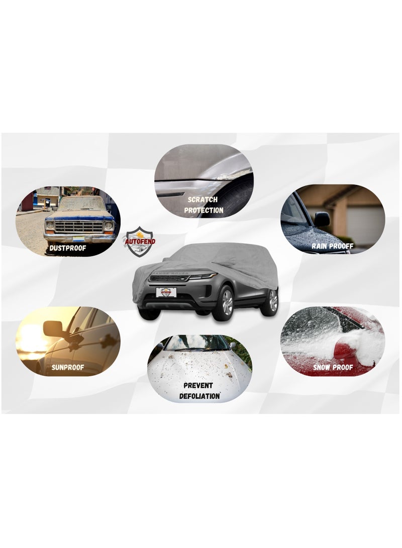 Zipporah All Weather Premium Lightweight 6-Layers Protective Car Cover 210T Compatible for 2015-2025 Range Rover Evoque with Left Driver Side Door Zipper, Security Lock and Mirror Pockets - Image 5