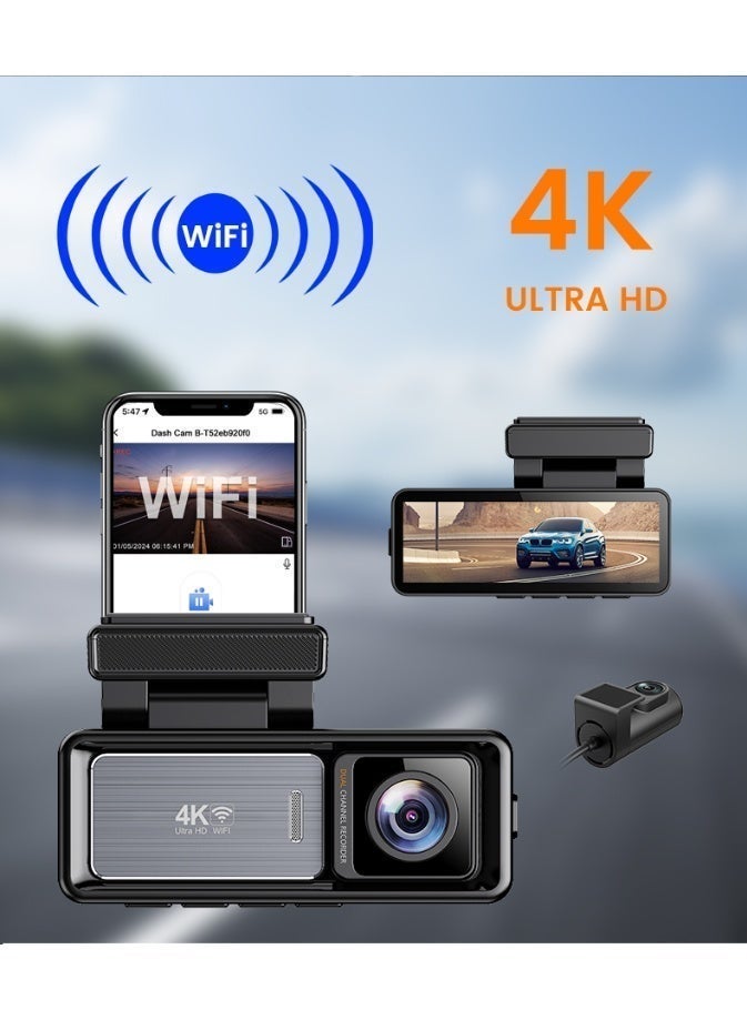 3.2 Inch 4K Dual Lens dash camera night vision Wi-Fi GPS App - Image 2